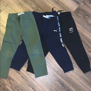 2 puma sweatpants & old navy green pants kids